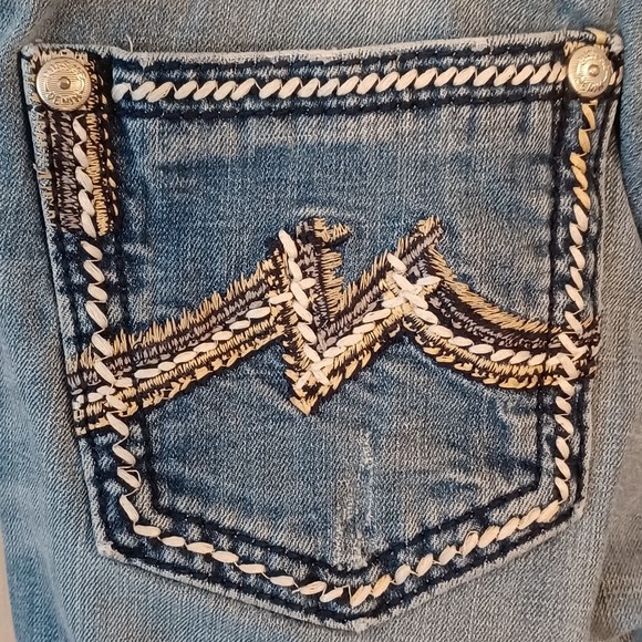 Miss Me Jeans, Size 29, Mid-Rise, Boot Cut, 30W x 28L, Bedazzled, Distressed - Picture 8 of 13